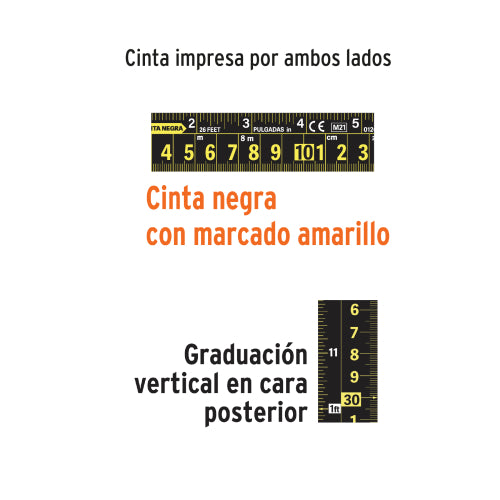 Flexómetros Cinta Negra, 5.5 Metros, extra ancha