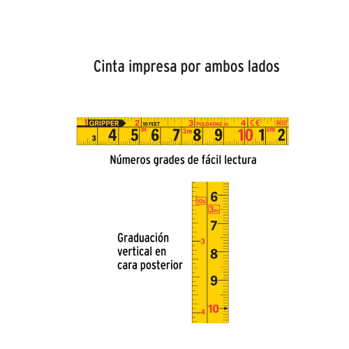 Flexómetro Gripper 5 m cinta 13 mm Truper