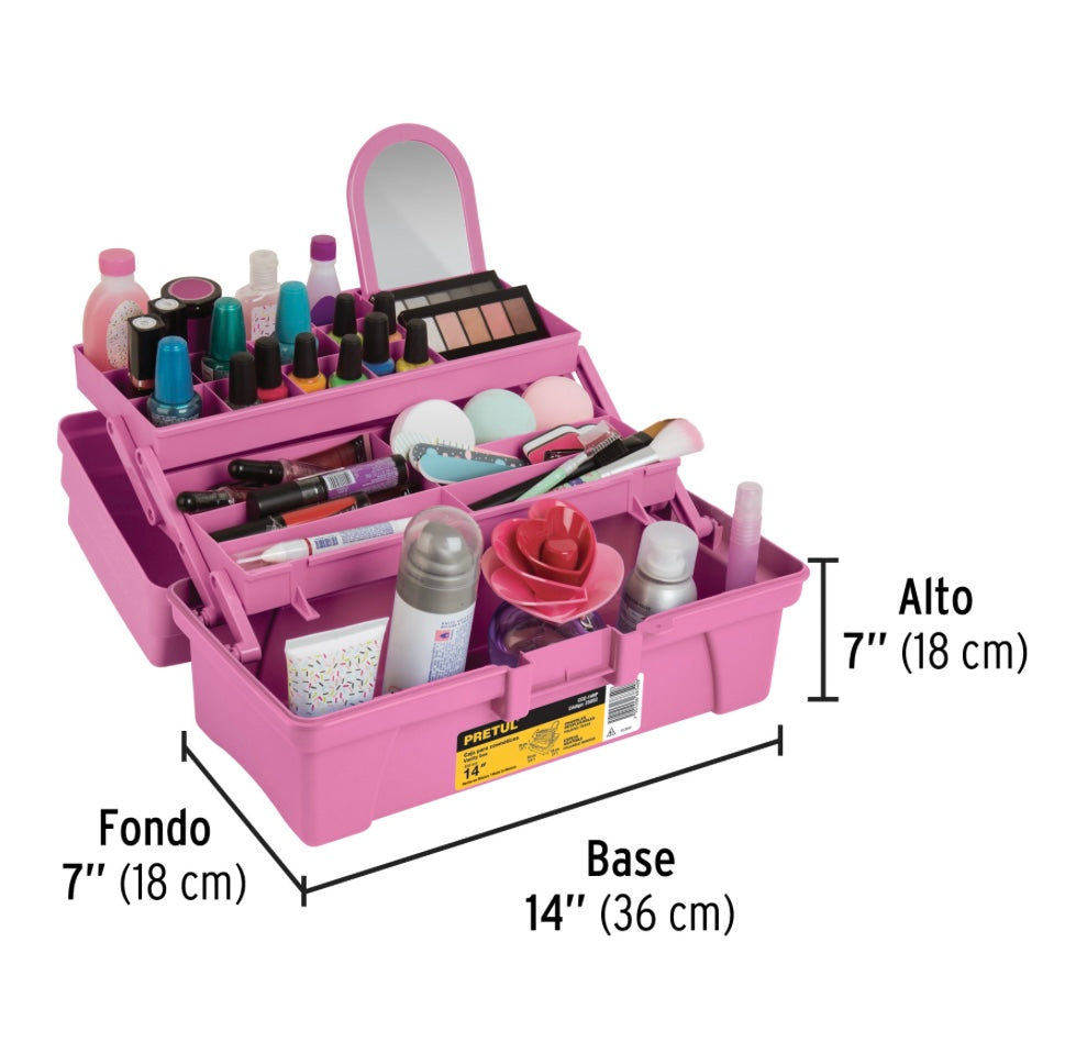 Caja cosmetiquera 14", rosa Pretul