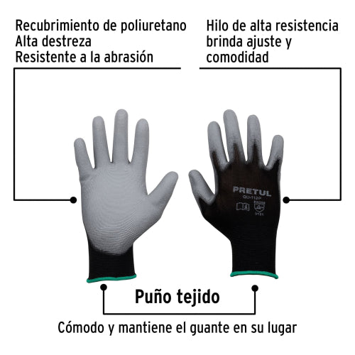 Guantes de nylon recubiertos de poliuretano, PRETUL