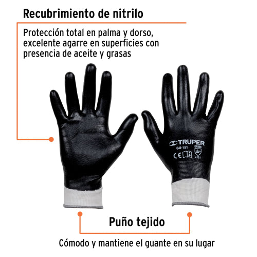 Guantes de poliéster recubiertos de nitrilo, TRUPER
