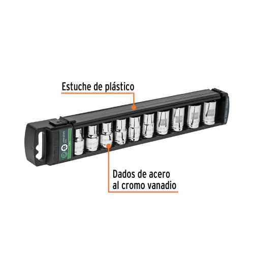 Juego de 10 dados cuadro 1/2" torx, Truper