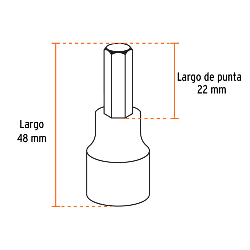 Juego de 7 dados cuadro 3/8" punta hexagonal mm, Truper