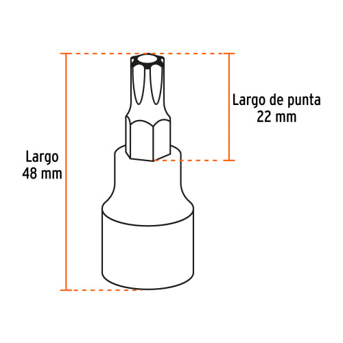 Juego de 7 dados cuadro 3/8" punta torx, Truper