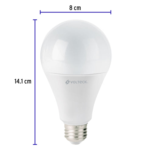 Lámpara LED tipo bulbo A19 18 W luz de día, caja, Volteck