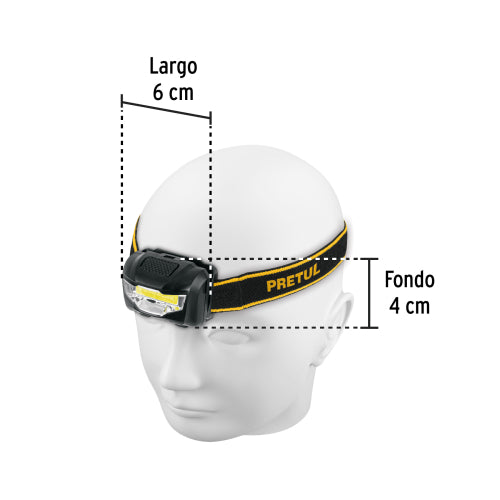 Linterna de minero LED 100 lm de 3 pilas AAA, PRETUL