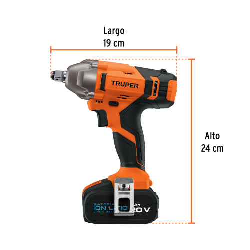 Llave de impacto 1/2", 20V, 184 lb/ft, 1 batería 4Ah, PRO