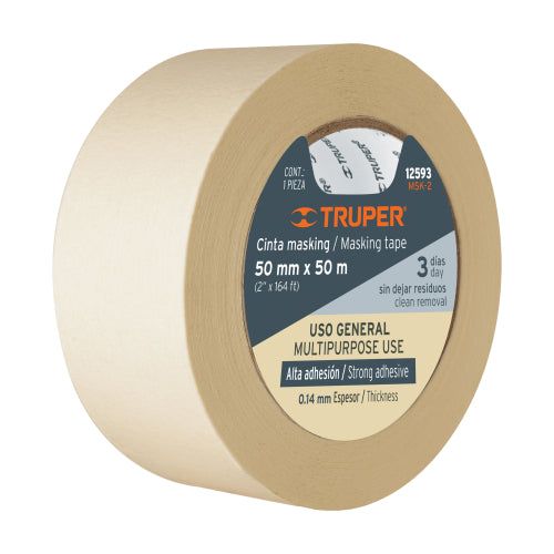 Cinta masking tape de 2" x 50 m, Truper