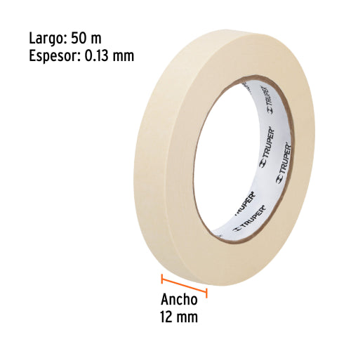 Cinta masking tape de 3/4" x 50 m, Truper