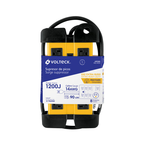 Multicontacto 14 AWG industrial supresor de picos 8 entradas