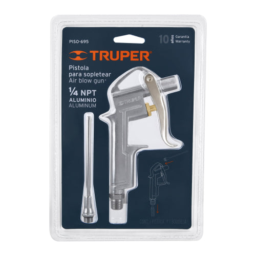 Pistola de aluminio para sopletear, boquilla ext 4",TRUPER