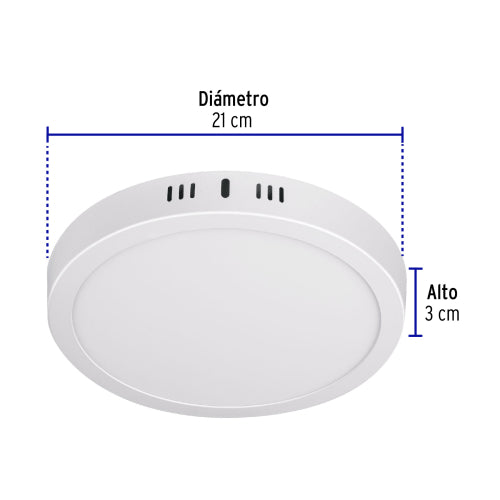 Luminario LED tipo plafón 18 W, redondo, luz de día, blanco