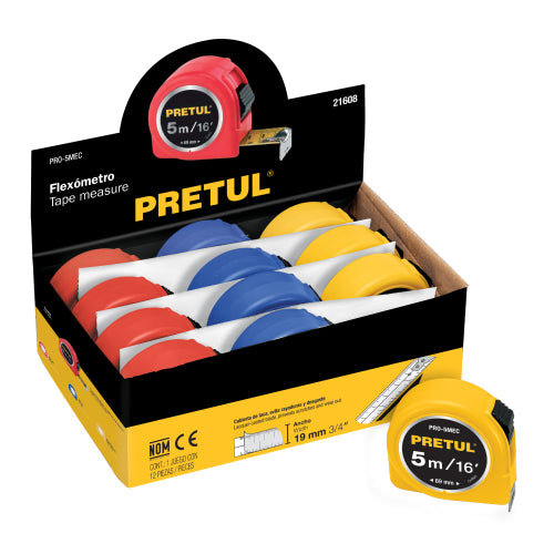 Flexómetro 5 m cinta 19 mm, PRETUL