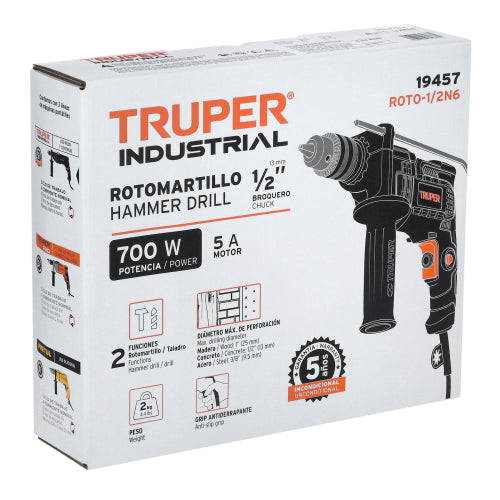 Rotomartillo 1/2", 700W, TRUPER INDUSTRIAL
