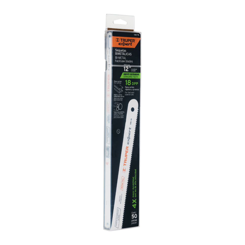 Segueta bimetálica de 12", 18 DPP, Truper Expert