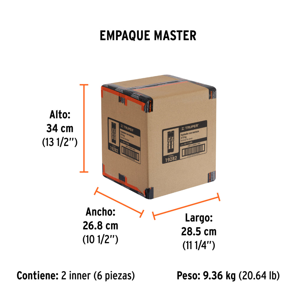 Juego de 2 sujetadores con matraca carga máxima 1125 kg