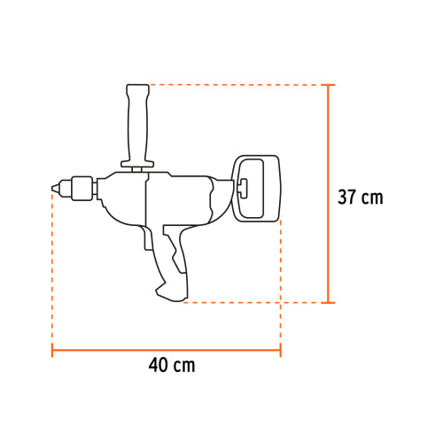 Taladro tipo espada 1/2", 1150W, TRUPER INDUSTRIAL