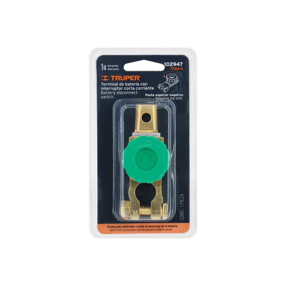 Terminal p/batería con interruptor switch, Truper 102947