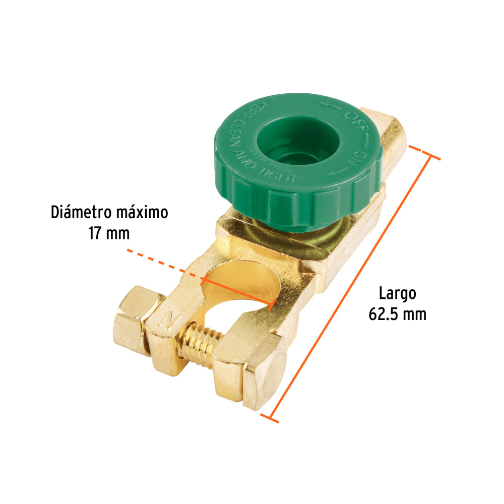 Terminal p/batería con interruptor switch, Truper 102947